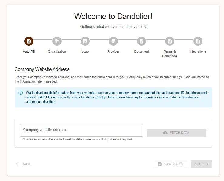 Dandelier AI Onboarding Tool